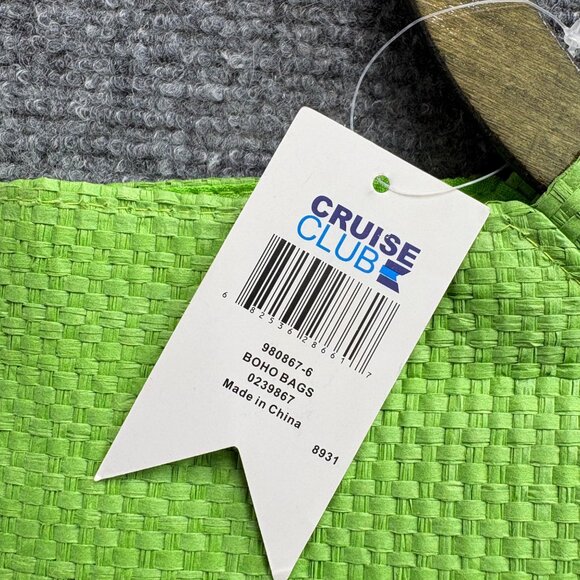 Cruise‎ Club Boho Handbag Wooden Ring Handle Green Blue Paisley Fairy Gypsy - Picture 6 of 12